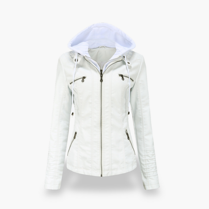 Giacca Donna in Ecopelle con Cappuccio e Zip Slim Fit | Altivaro