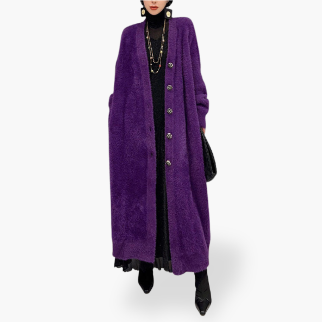 Cardigan Lungo Donna con Collo a V e Bottoni | Altivaro