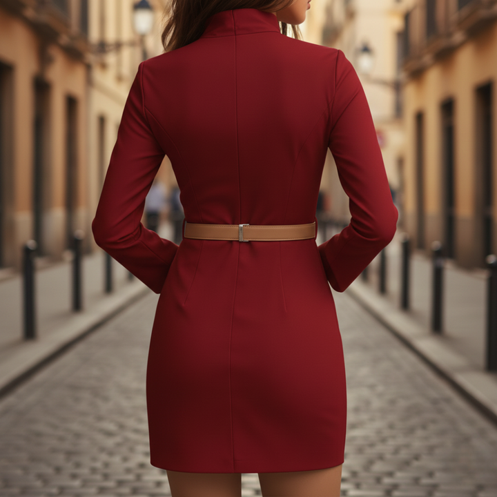 Women's Fitted Dress High Neck Long Sleeves | Altivaro