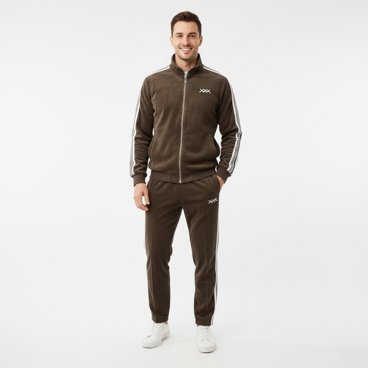 Men's Cotton Jumpsuit with Zip and Side Stripes | Altivaro