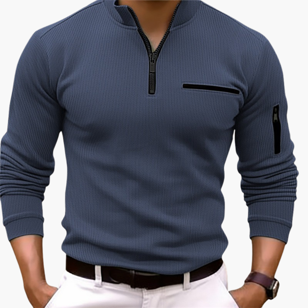 Maglia Uomo Slim Fit Zip Manica Lunga Casual | Altivaro