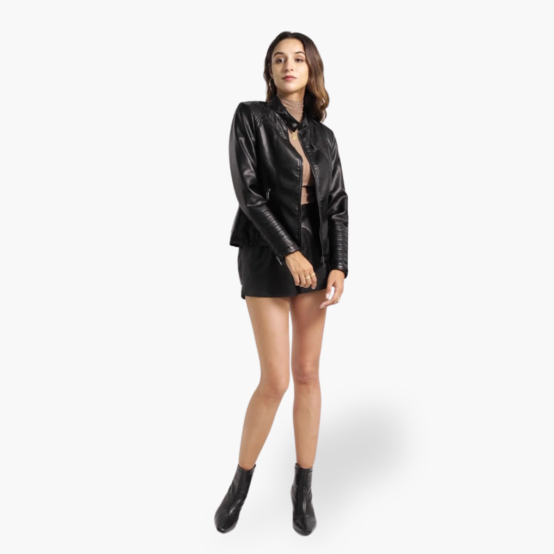 Giacca Donna in Ecopelle con Zip Slim Fit | Altivaro