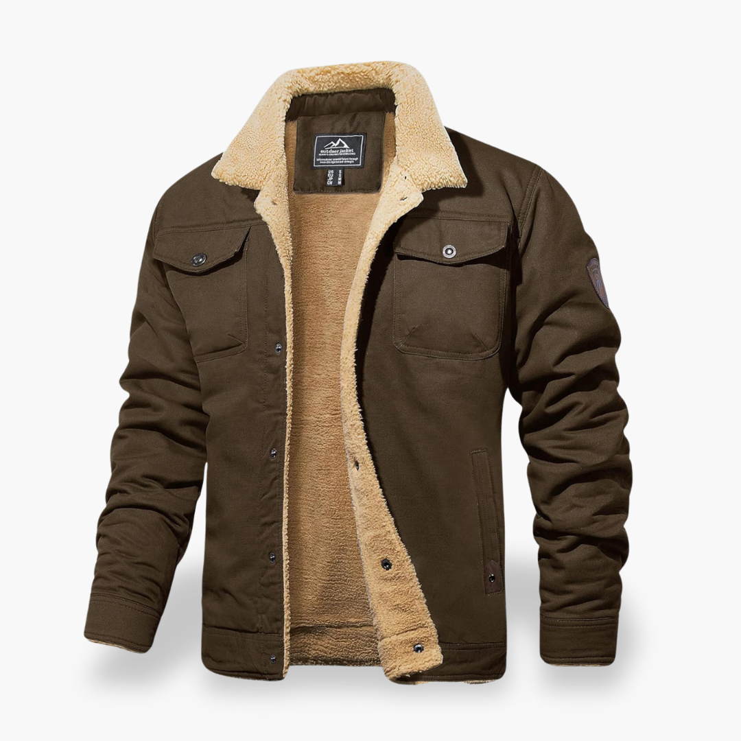 Men's Fleece Jacket with Multifunction Pockets and Sherpa Collar | Altivaro