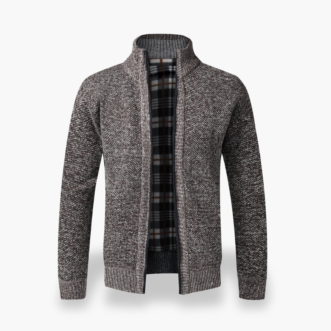 Cardigan with Zip and Checkered Lining Men | Altivaro