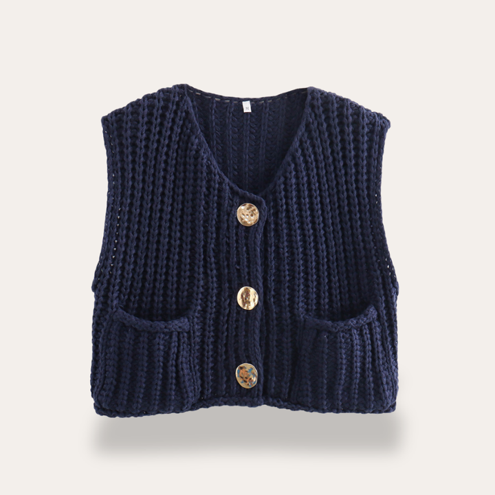 Women's Vest Knitted Vest Sleeveless Pockets | Altivaro