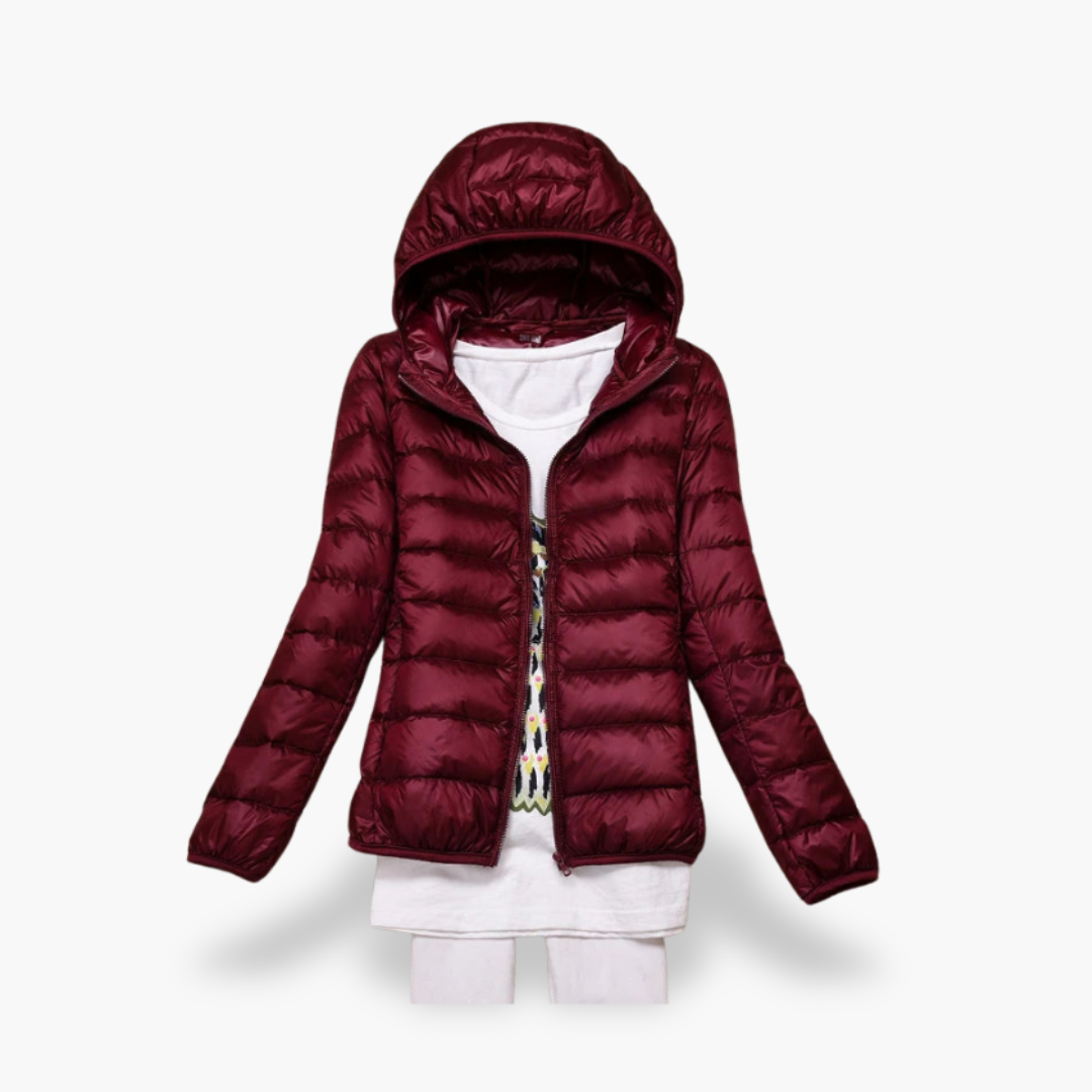 Giacca Piumino Donna Celeste con Cappuccio | Altivaro