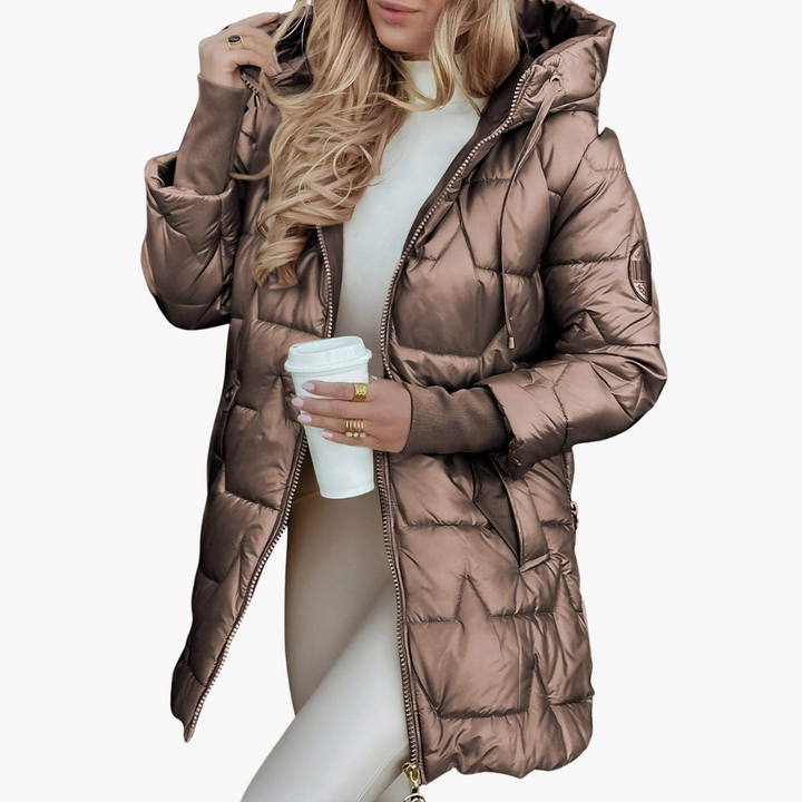 Piumino Donna Invernale Lungo con Cappuccio Lucido | Altivaro