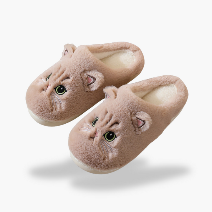 Plush orthopedic slippers with cat pattern | Altivaro