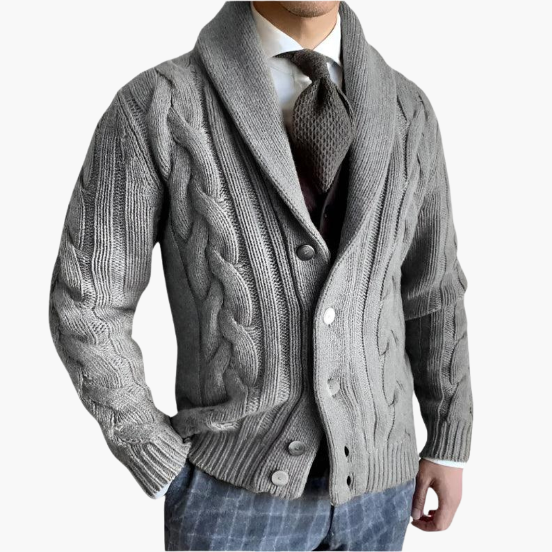 Cardigan Uomo con Motivo Intrecciato e Bottoni | Altivaro