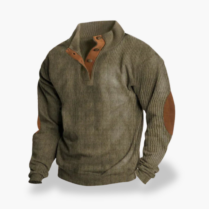 Maglione Uomo con Collo Alto e Dettagli in Pelle | Altivaro