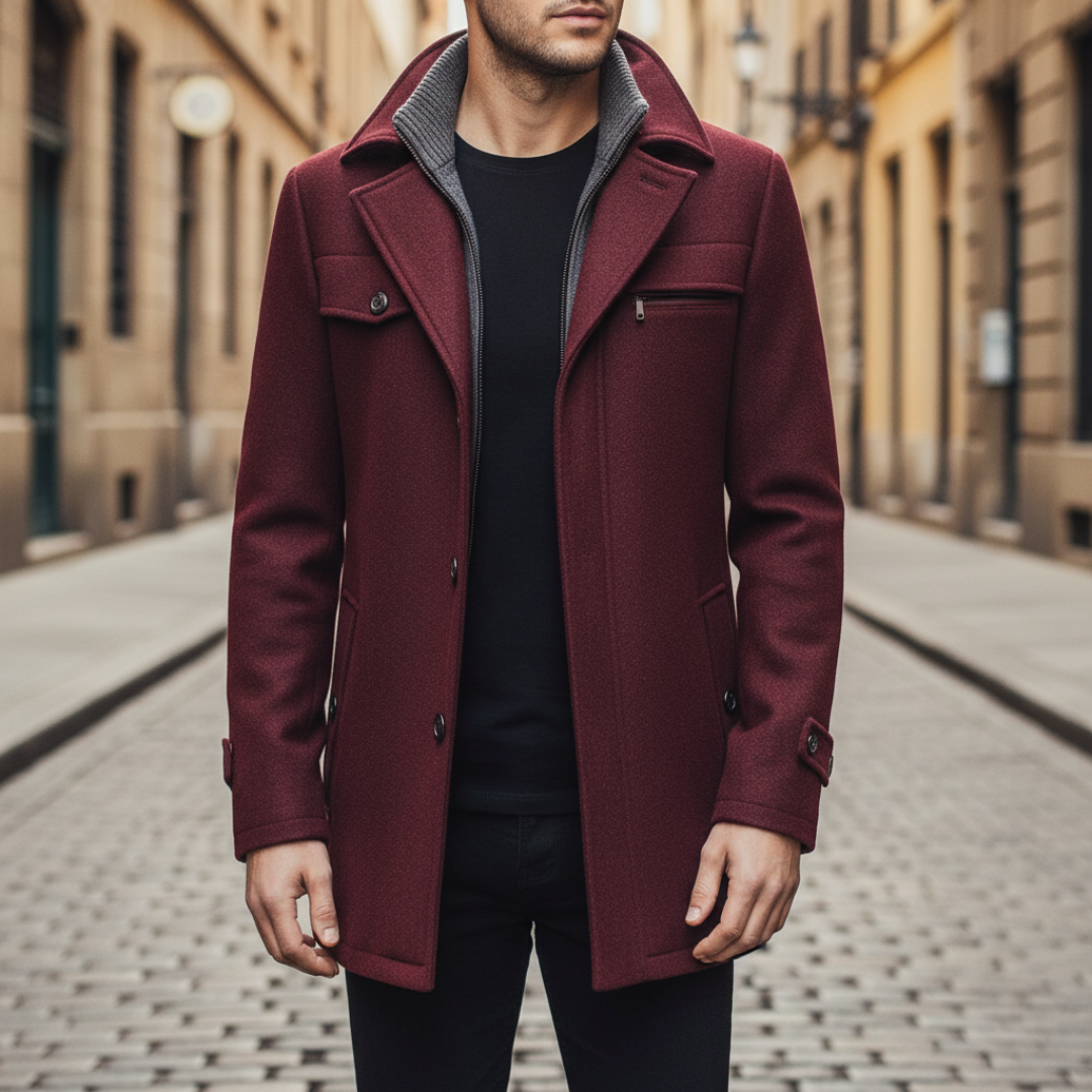 Herren Winterjacke aus Wolle mit Stehkragen und elegantem Design | Altivaro