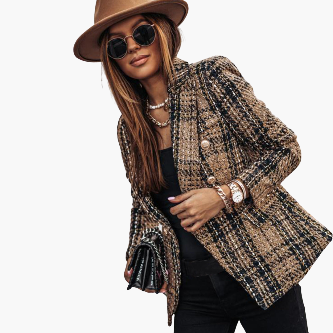 Women's Tweed Blazer with Double-Breasted Buttons | Altivaro