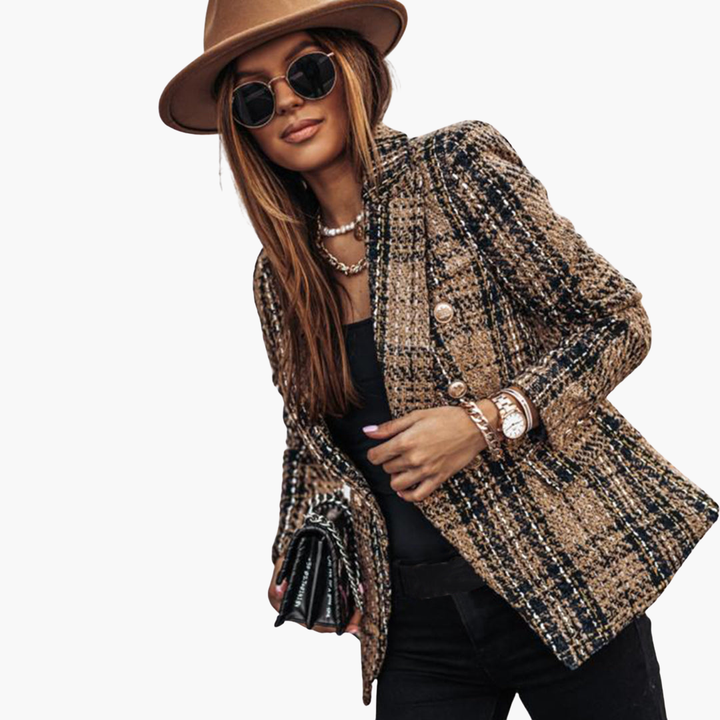 Women's Tweed Blazer with Double-Breasted Buttons | Altivaro