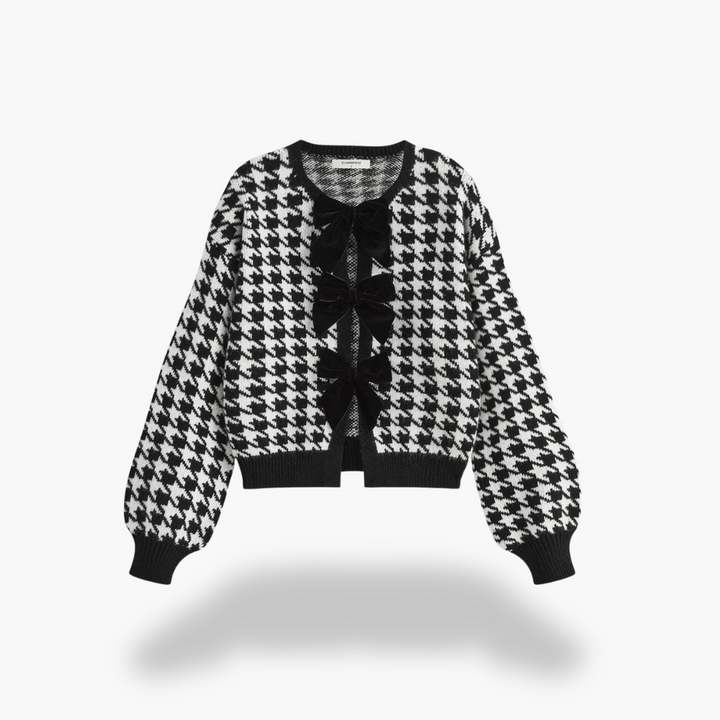 Women's Wool Cardigan with Velvet Bows | Altivaro