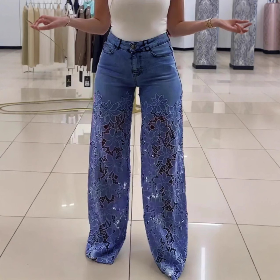 Donna Jeans Larghi Pizzo Patchwork Eleganti | Altivaro-Altivaro