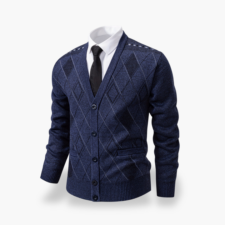 Cardigan Uomo Cotone Bottoni Fantasia Rombi | Altivaro