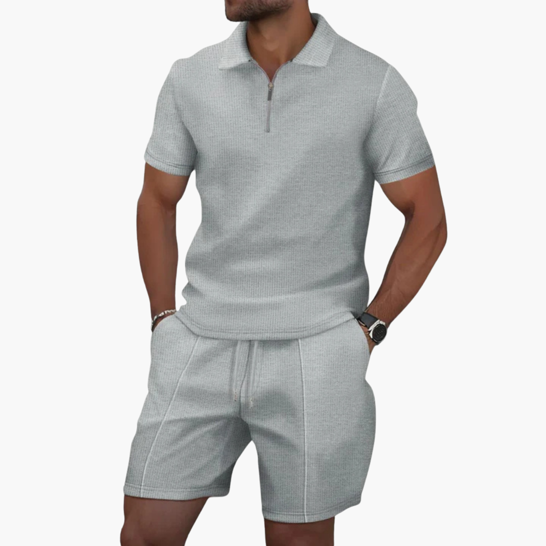 Polo mit Reißverschluss und Herren-Shorts mit Kordelzug | Altivaro