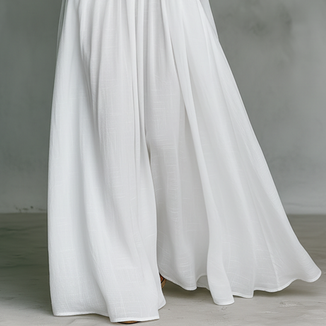 Long White Dress for Women in Mixed Fabric | Altivaro