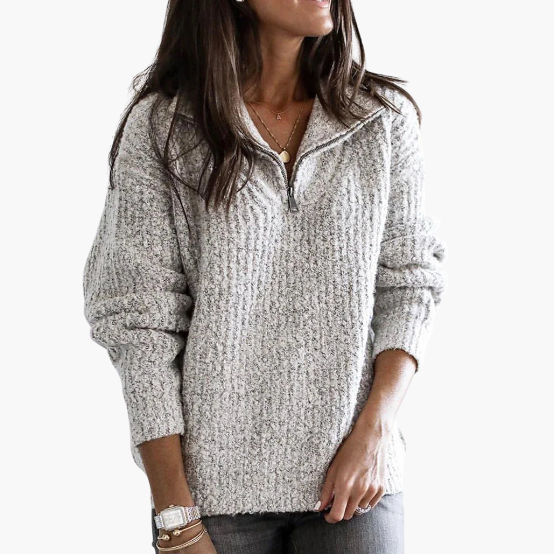 Women's Winter Knit Sweater with Half Zip | Altivaro
