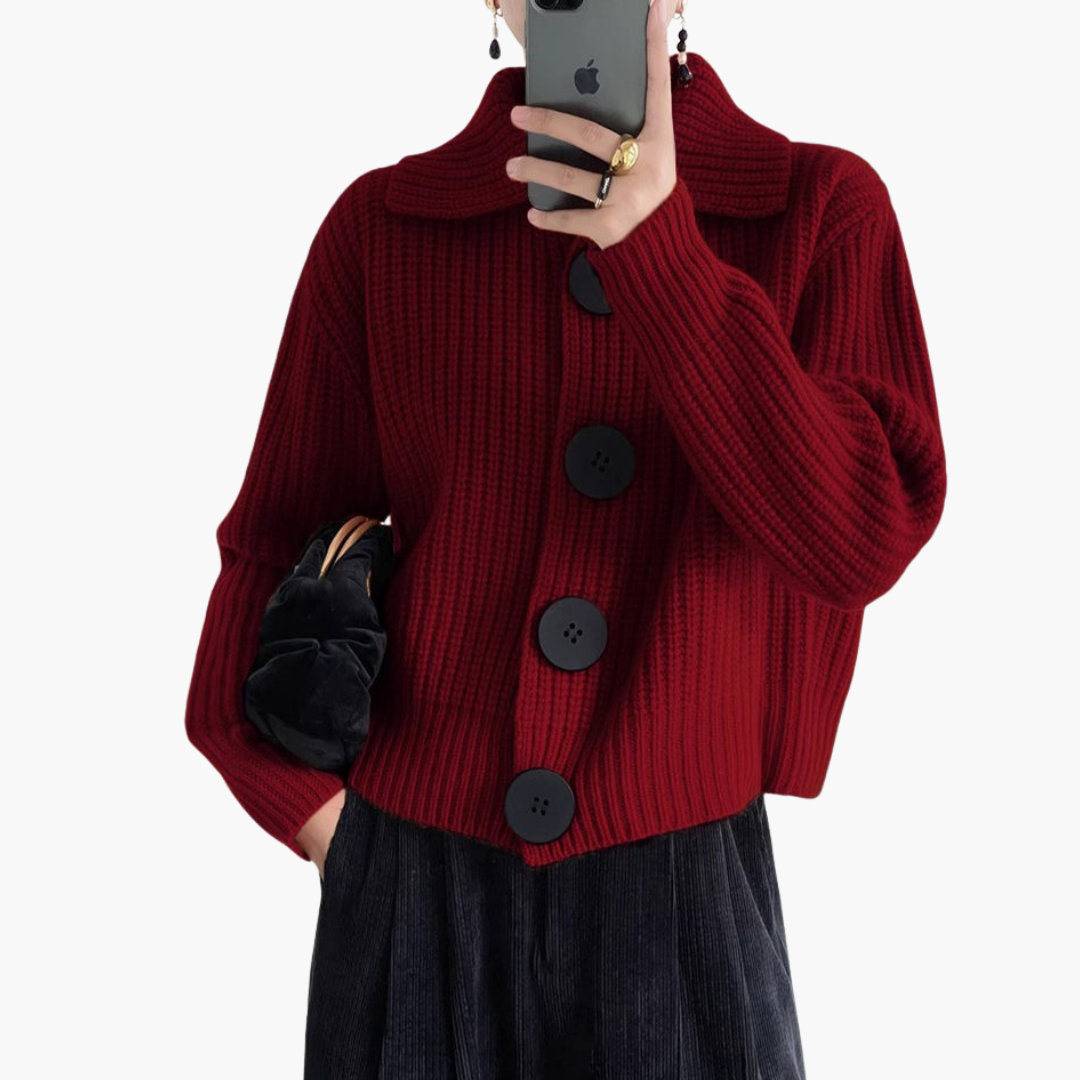 Cardigan Donna Lavorato a Maglia Bottoni Oversize | Altivaro-Altivaro