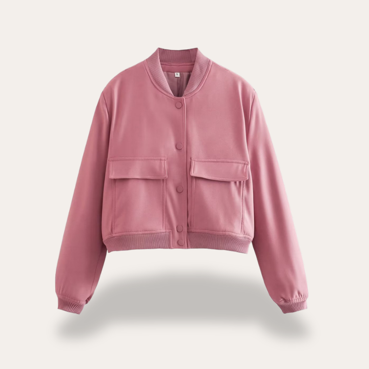 Women's Short Bomber Functional Pockets Spring Jacket | Altivaro