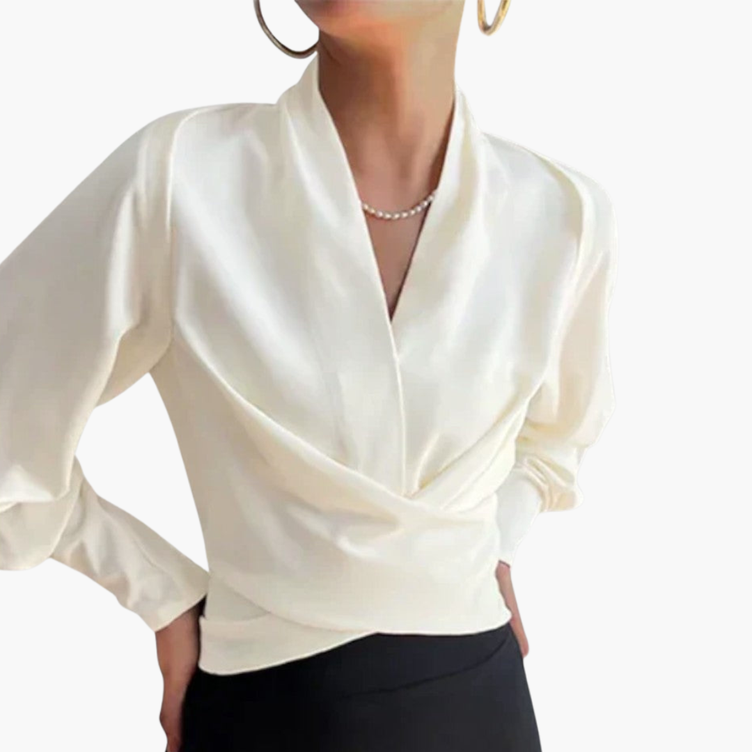 Elegant Crossed Long Sleeve Women's Blouse | Altivaro