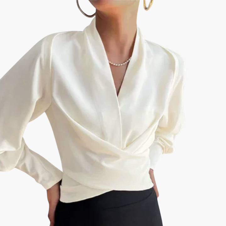 Elegant Crossed Long Sleeve Women's Blouse | Altivaro
