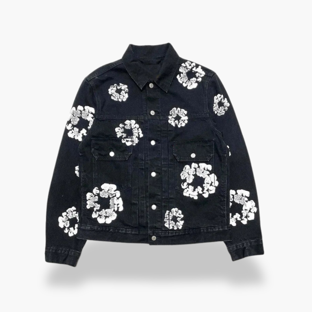 Completo Giacca e Jeans Unisex Denim con Stampa Floreale | Altivaro