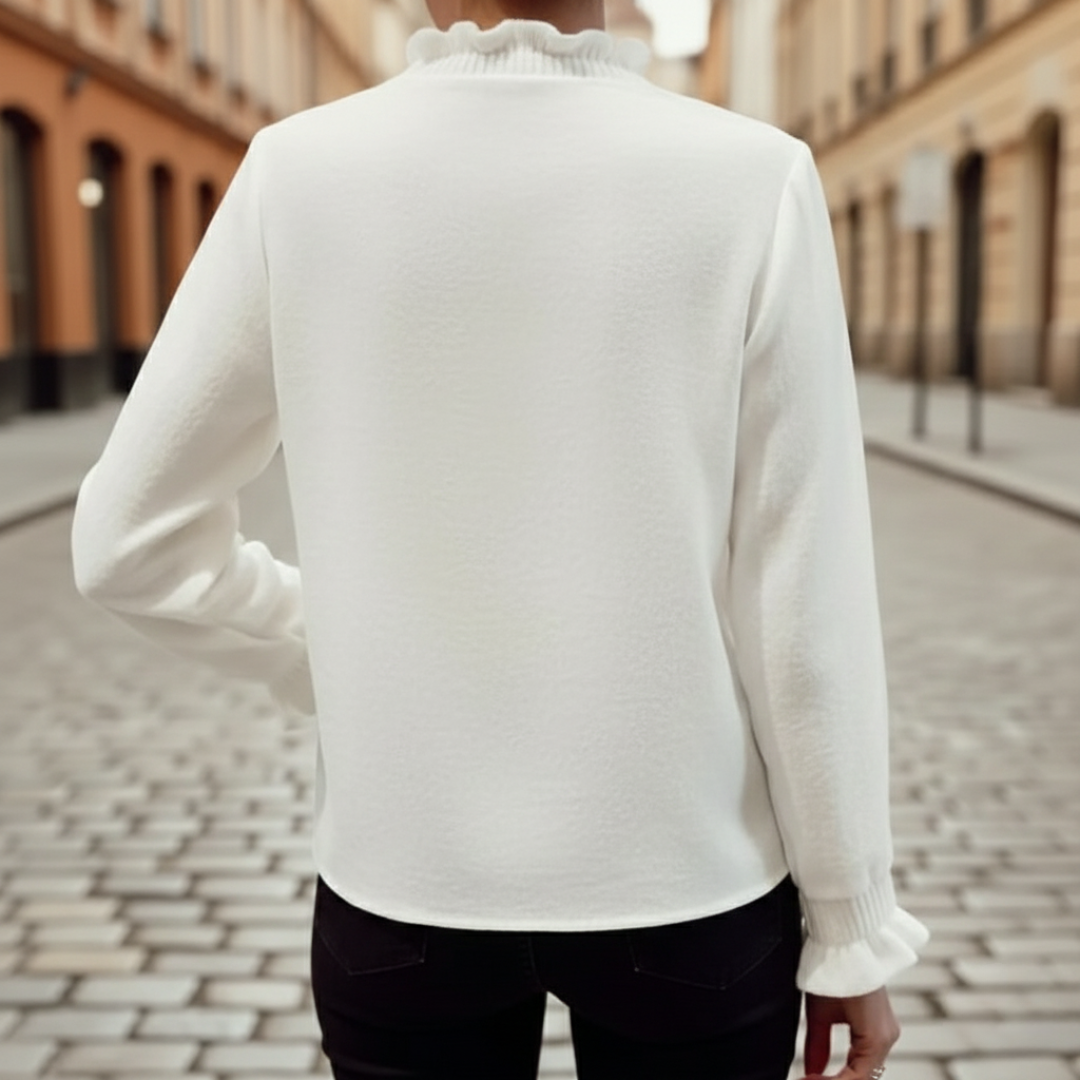 Women's Long Sleeve Shirt with Ruffled Collar and Buttons | Altivaro