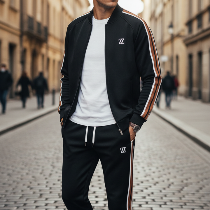 Lightweight Men's Sports Suit with Stripes and Zip | Altivaro