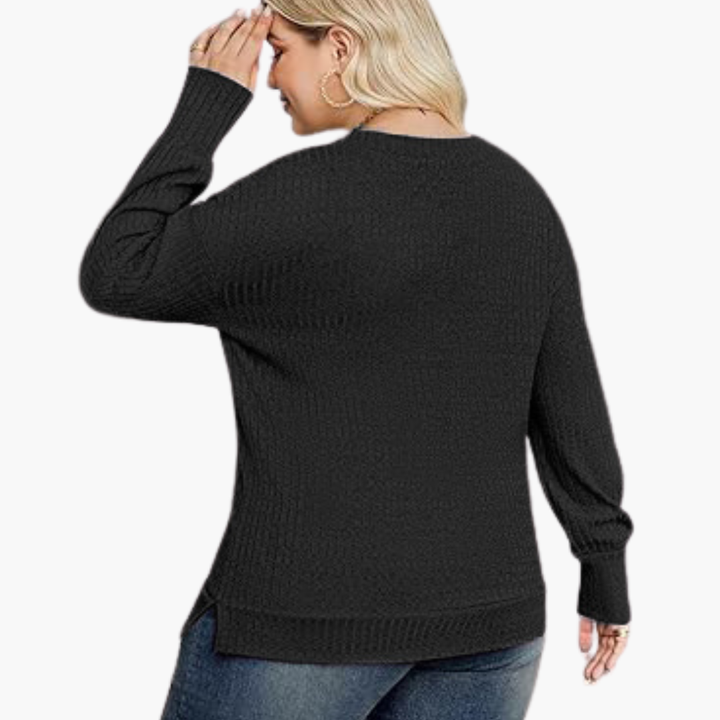 Maglione Donna Manica Lunga Collo V Lavorazione a Coste | Altivaro