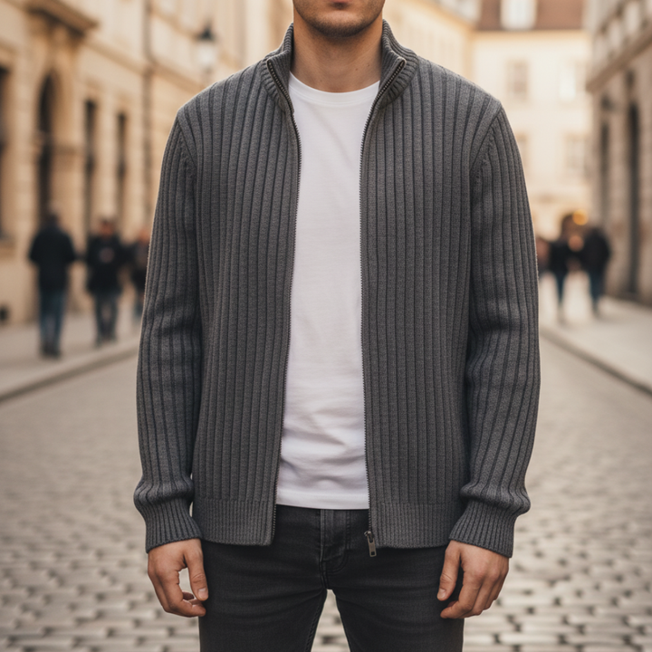 Cardigan Uomo a Maglia con Zip Frontale | Altivaro