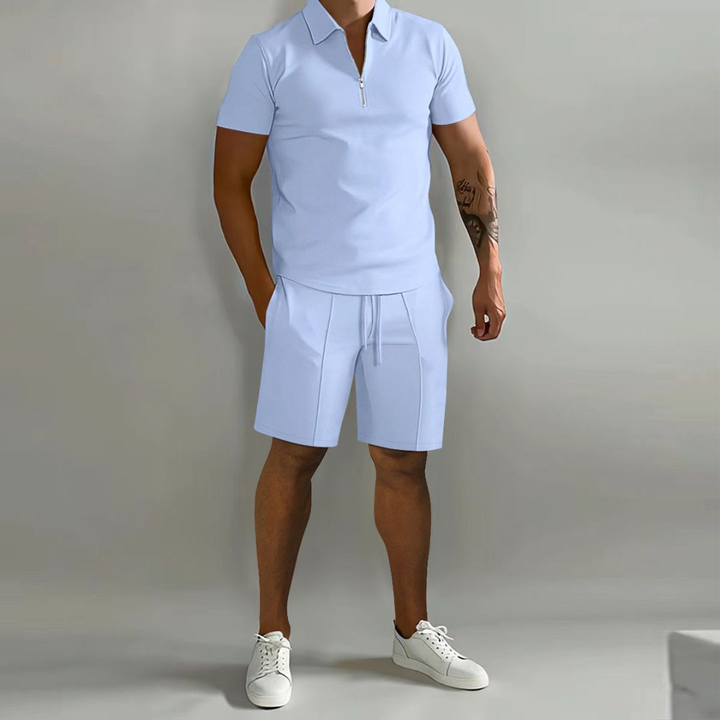Herren-Set mit Polohemd mit Reißverschluss und Shorts | Altivaro