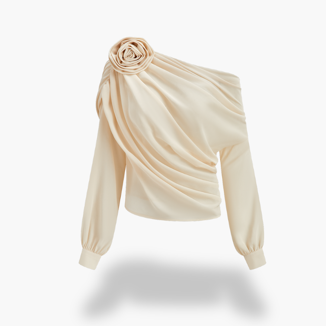 Blusa Donna Chiffon Monospalla con Fiore | Altivaro