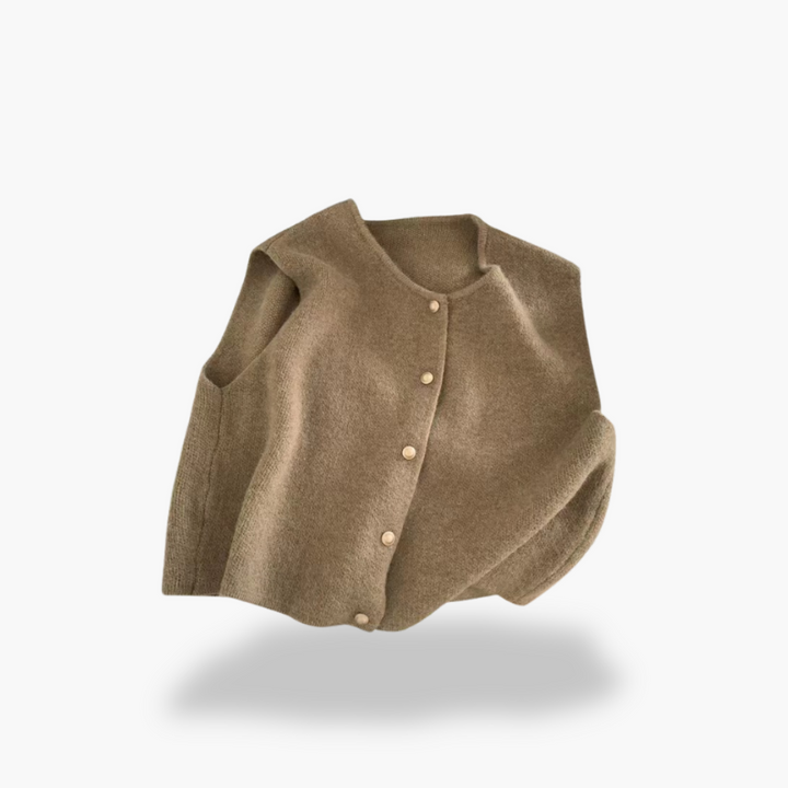 Women's Knit Vest with Wooden Buttons | Altivaro