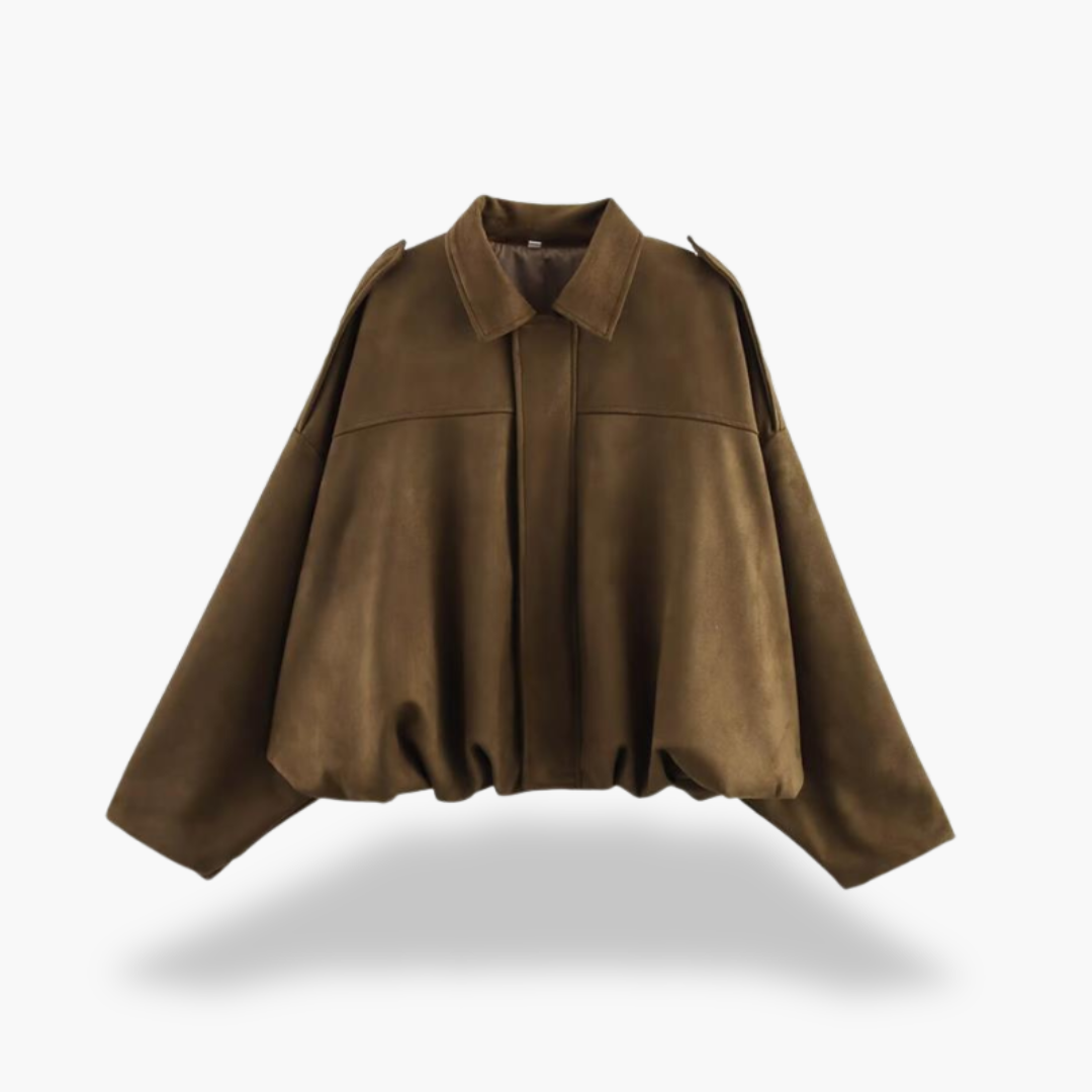 Giacca Donna Oversize Ecopelle Scamosciata Marrone | Altivaro