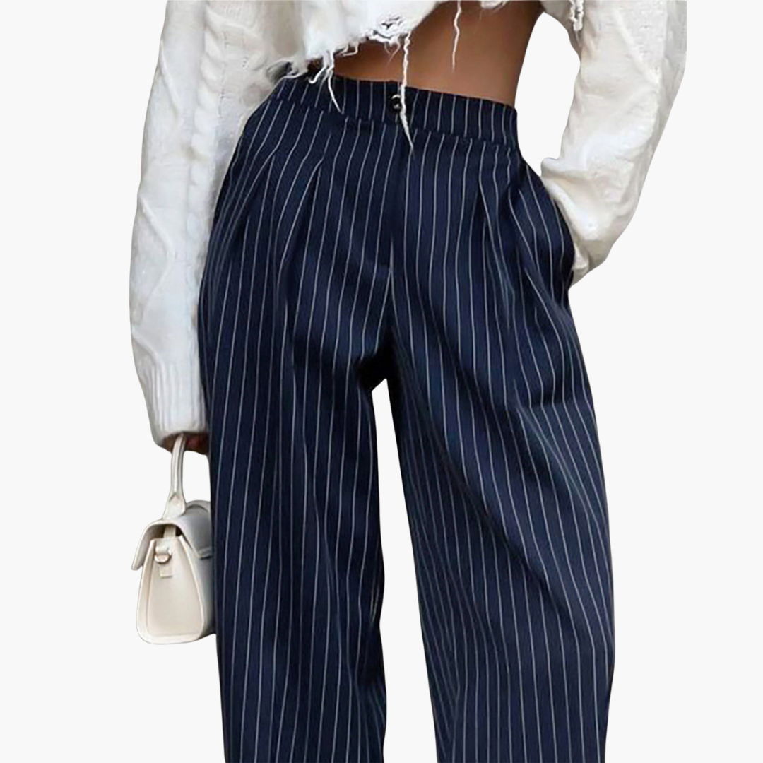 Women's Wide Leg Striped Pants in Lightweight Fabric | Altivaro