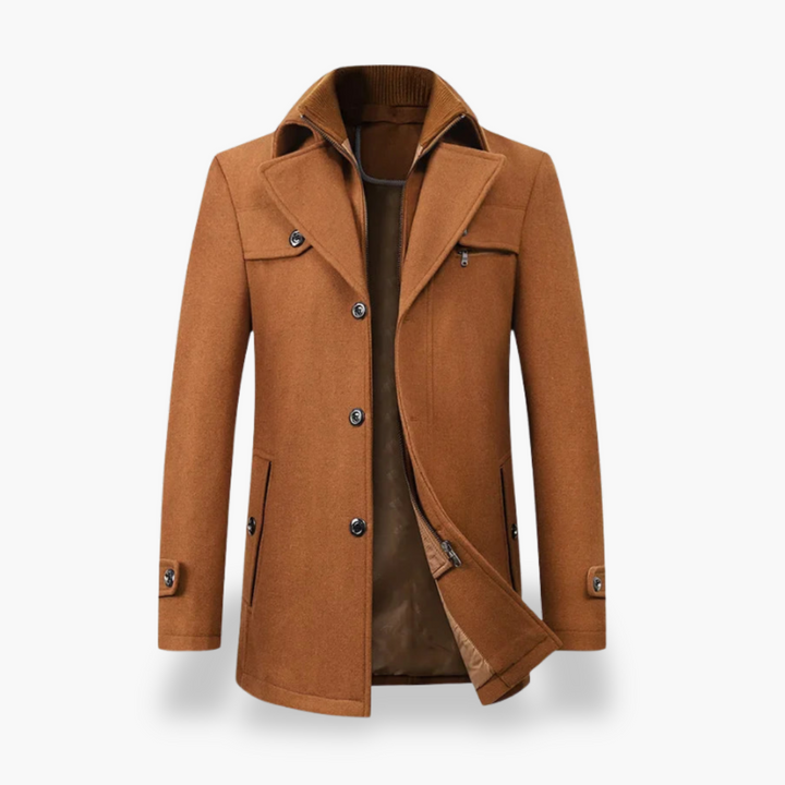 Men's Winter Wool Coat with Zip and Buttons | Altivaro