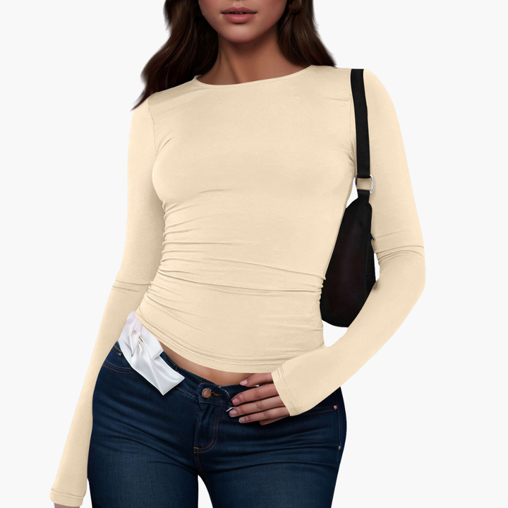 Maglia Donna Maniche Lunghe Aderente con Arricciatura Laterale | Altivaro