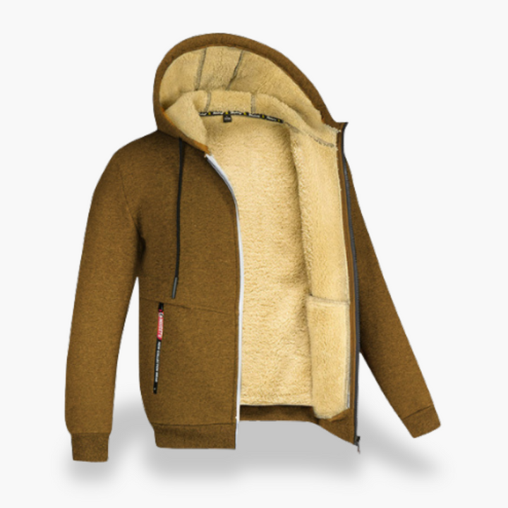 Felpa Uomo Invernale con Cappuccio Zip Foderata in Pile | Altivaro