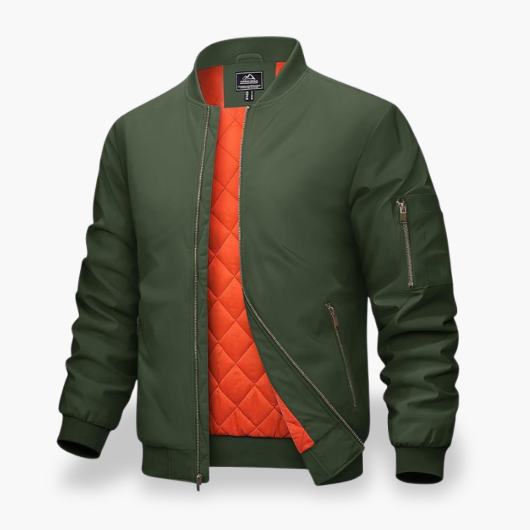 Men's Bomber Jacket with Quilted Lining and Zip Pockets | Altivaro