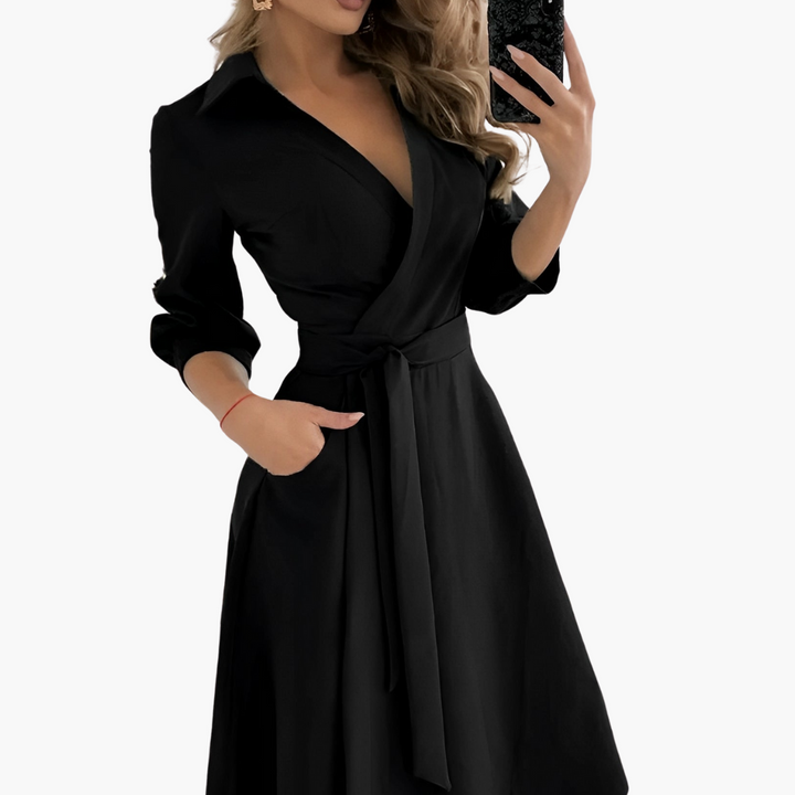 Donna Abito Midi Manica Lunga Elegante | Altivaro-Altivaro