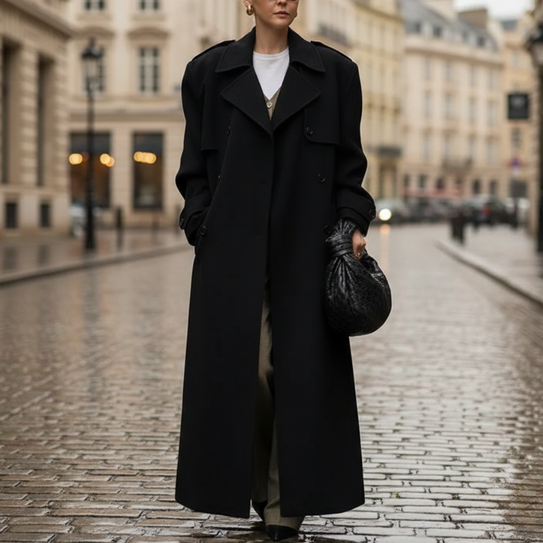 Doppelreihiger langer Wollmantel für Damen | Altivaro