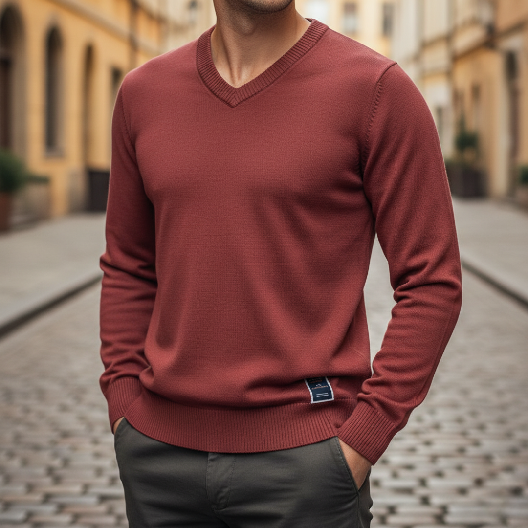 Herrenpullover Baumwolle V-Ausschnitt Leicht | Altivaro