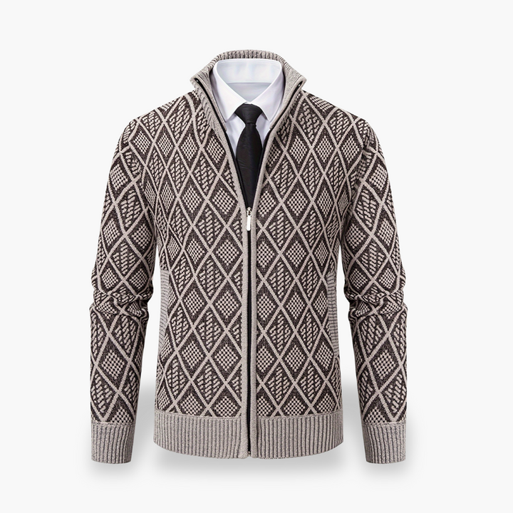 Cardigan Design a Diamante con Zip da Uomo | Altivaro