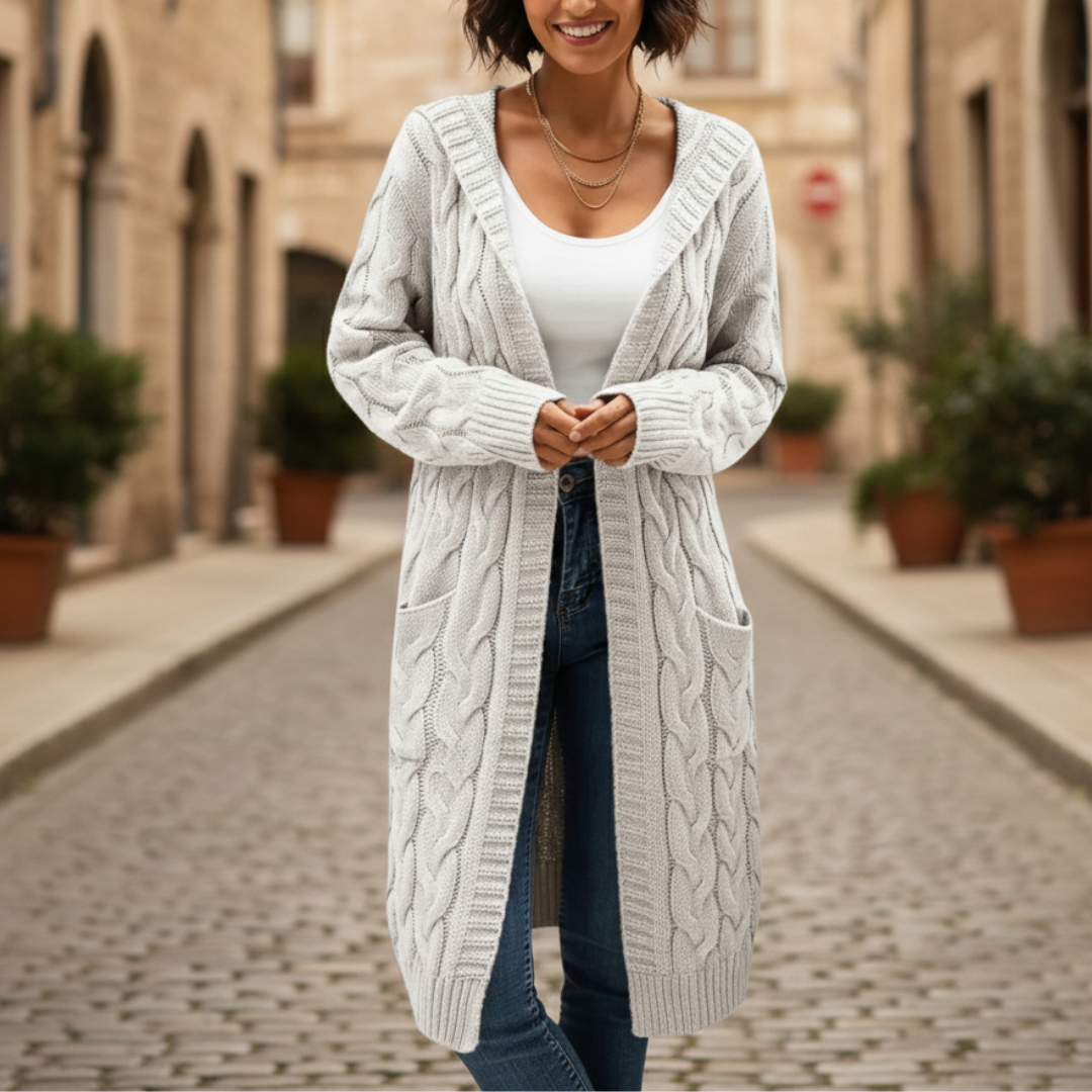 Cardigan Donna Maglia Lunga Kapuzenpullover Trikot | Altivaro