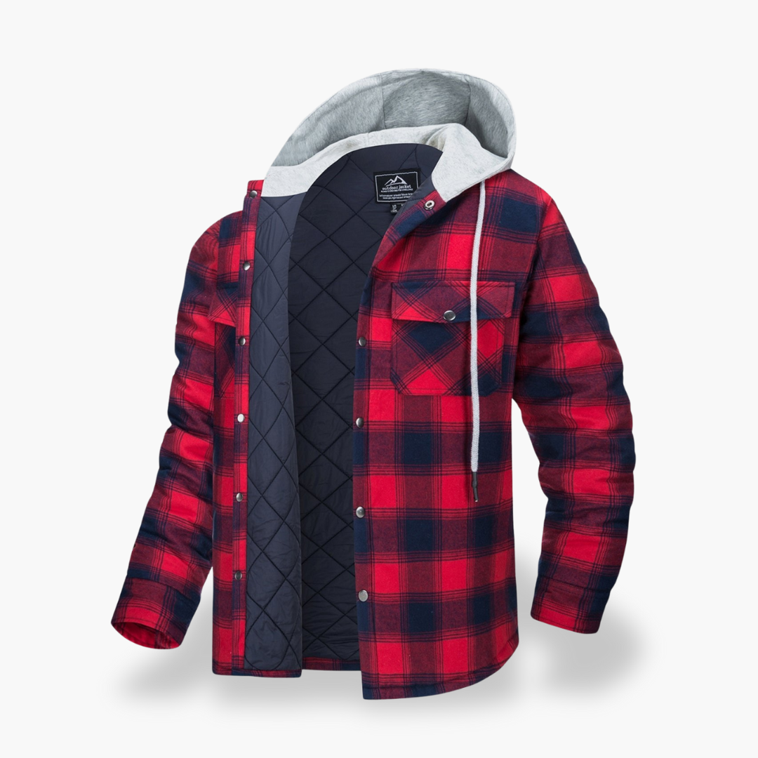 Men's Winter Plaid Jacket Lined with Hood | Altivaro