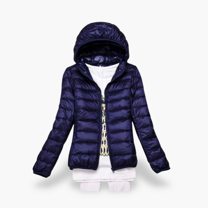 Giacca Piumino Donna Celeste con Cappuccio | Altivaro