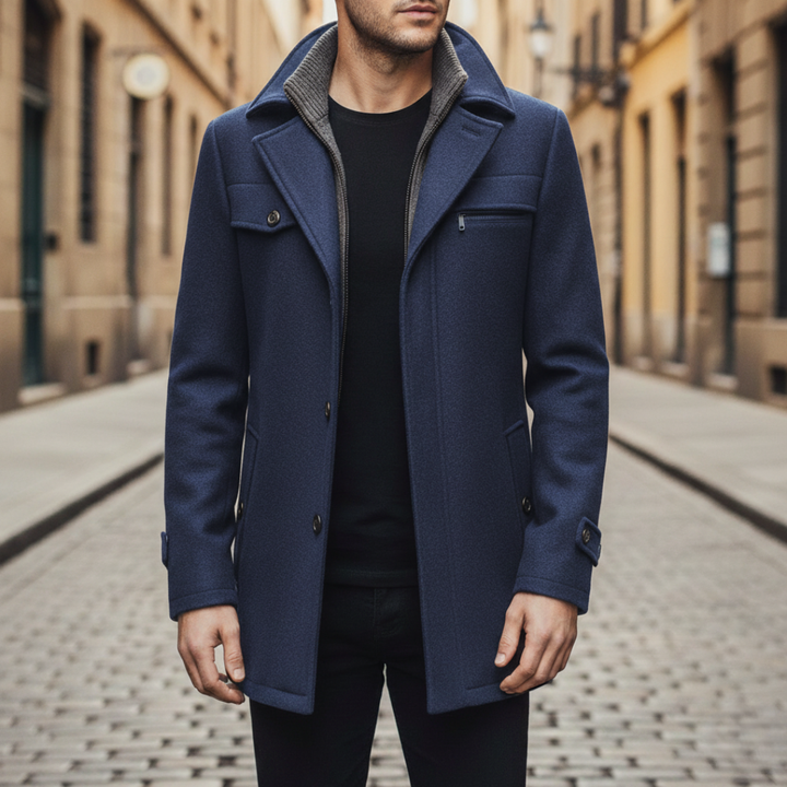 Herren Winterjacke aus Wolle mit Stehkragen und elegantem Design | Altivaro