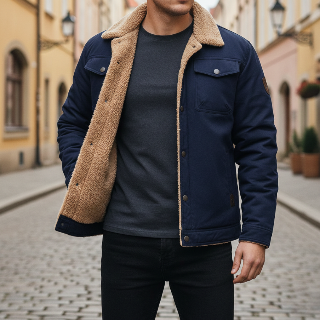Herren Winterjacke mit Teddy-Futter aus Baumwolle | Altivaro